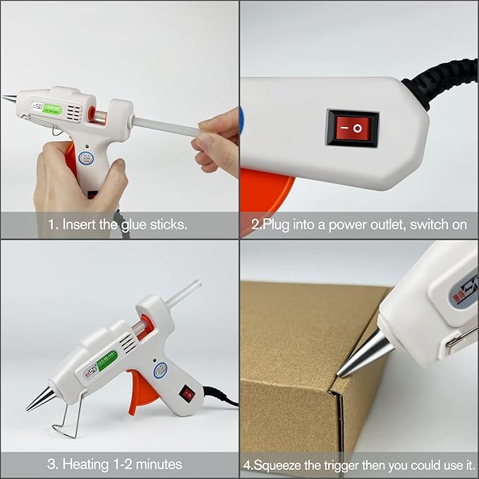 Mini hot glue gun Kit with 30 Glue Sticks, Hot Melt, High Temp for School Crafts DIY Arts and Quick Home Repairs (Orange Glue Gun)