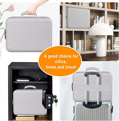 DocSafe 5200°F Document Organizer with Lock,Upgraded Heat Insulated Fireproof＆Waterproof Box 8 Layers File Organizer,Portable Home Travel Safe Storage for Important Documents, Files,Silver (Soft)