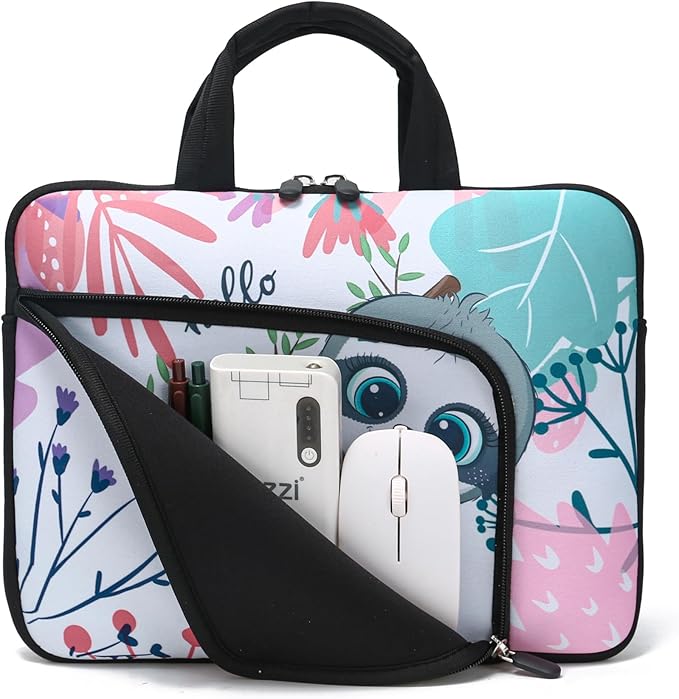 11.6 12 12.5 inch Laptop Sleeve Chromebook Case Ultrabook Case Notebook Sleeve Tablet Case Neoprene Handle Sleeve for Men Women, Two Pockets Fit Apple MacBook Air Samsung Acer HP DELL (Cute Sloth)