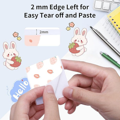 Strawberry Stickers for T02 Mini Printer - Strawberry Sticker Paper Works with T02/M02X/M02L Sticker Printer, Last for 10 Years, Ideal for Journal Photo Study Note, 50mmx3.5m, 3 Rolls