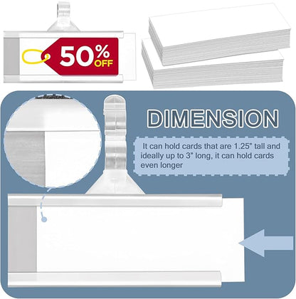 100 Pieces Plastic Wire Shelf Label Holders, Reusable Price Label Holder with locks, Label Display Holder for Retail Supermarket Department Store(3'' x 1.4'')