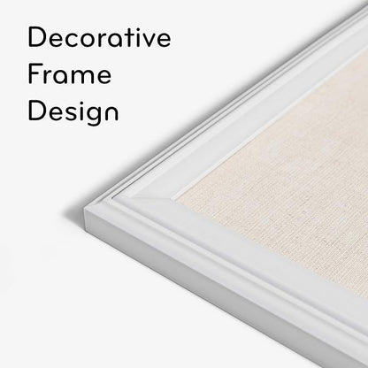 U Brands Farmhouse Linen Bulletin Board, 30"x20", White Wood Style Frame, Includes Push Pins