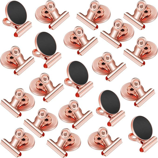 VNDUEEY 20 Pack Magnetic Clips Fridge Magnets with Clips, Refrigerator Magnet Clips, Magnet Clips for Whiteboard on Home& Office (Rose Gold)