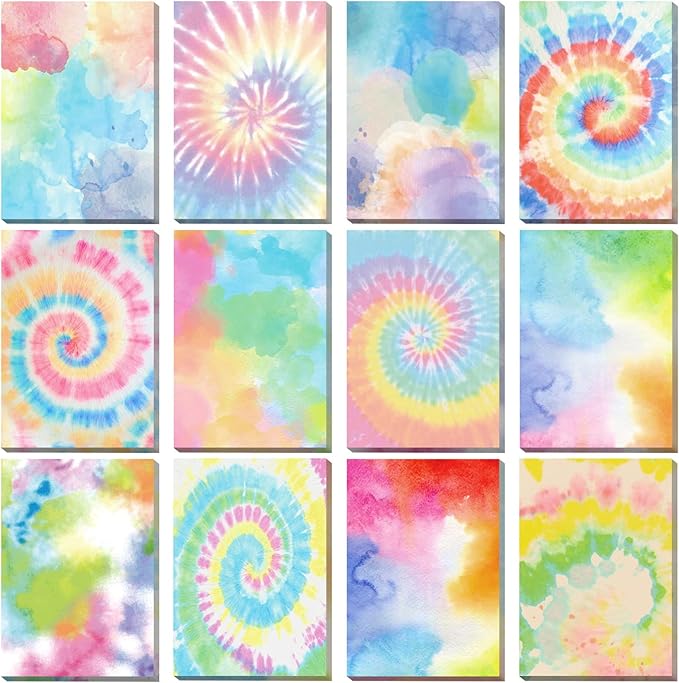 12 Pcs Rainbow Tie Dye Sticky Notes Cute Colored Sticky Paper Fun Pastel Art Party Self Adhesive Notepads for Kids Girls School Office Gay Pride Party Supplies, 30 Sheets Each (2.8 x 4 Inch)