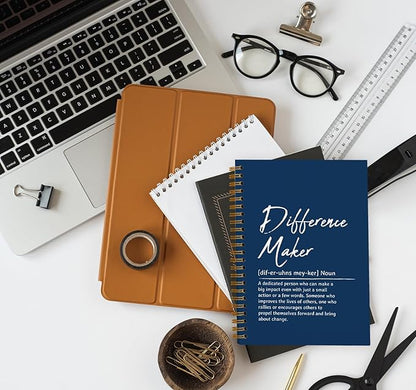 OXW Difference Maker Appreciation Gift, Meeting Notebook for Work, Thank You Gifts for Leader Mentor Manager Boss, Office Supplies Social Worker Gifts, Navy Blue Hardcover Spiral Notebook 5.5 x 8.3