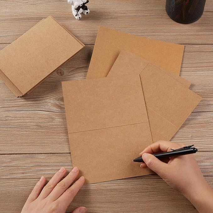 50 Pack Blank Cards Folded Cardstock Thank You Blank Greeting Cards for Invitations, Wedding, Greeting Cards, All Occasion DIY (Brown, 3x5)