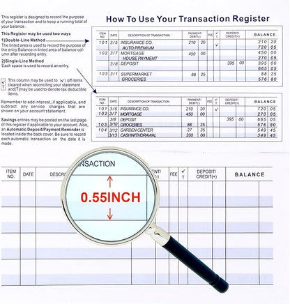 Larger Lines 12 Pack Check Registers for Personal Checkbooks, Blank Checkbook Registers for Personal or Businesses Use, Check Register Books to Log Transaction and Track Payments, Deposits, Finances