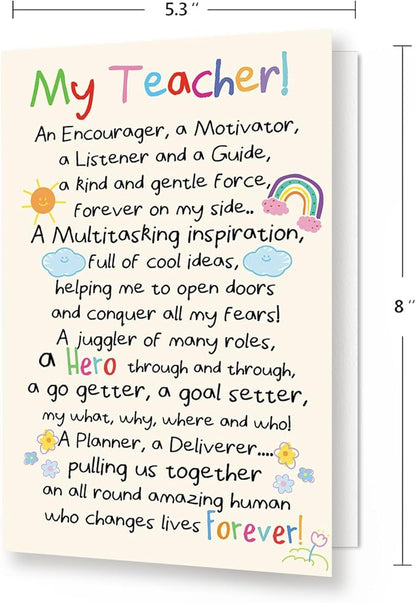 Teacher Appreciation Cards, Thank You Teacher Card for Preschool, Daycare & Educators - Teacher Appreciation Gifts Ideas, Thank You for Helping Me Grow, Perfect Preschool Teacher Appreciation Gifts