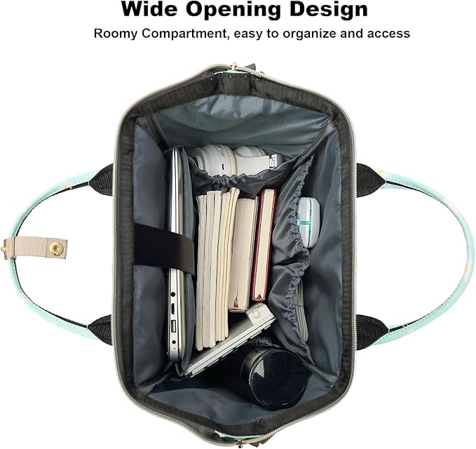 Flowers Laptop Backpack College School Backpack Bookbags Nurse Backpacks Travel Bags for Women Girls Fits 15.6 Inch Notebook (Daisy Green)