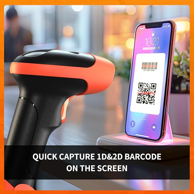 Handheld USB Barcode Scanner Reader for Computers, NetumScan Handheld Wired Automatic 1D 2D Image QR Bar Code Scanners for Mobile Payment, Store, Supermarket, Warehouse
