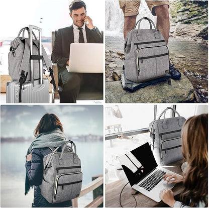 Laptop Backpack for Women and Men 16.5" Waterproof College Bag With USB Port, RFID Pocket, Waterproof, Travel Work Backpack, Anti-theft College Backpack (Grey)