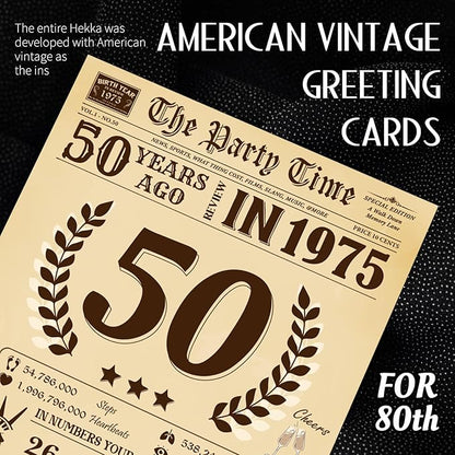 Funny 50th Birthday Card for Women Men, 3D Pop Up 50th Birthday Decorations for Her Him, Happy 50th Birthday Gifts for Mom Dad, Jumbo 50 Year Old Birthday Card, Review of 1975, Classy (8"x10")