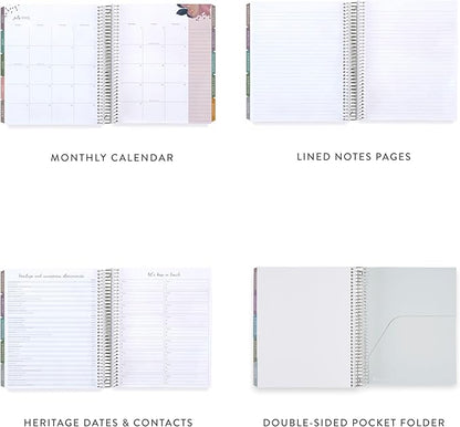 Erin Condren 12-Month Spiral Life Planner (Jan 2025 - Dec 2025) | 7x9 Weekly Planner with Monthly Calendars | Evolve Covers, Bold Blooms Interior, Vertical Layout, Platinum Coil