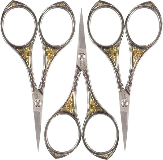 JubileeYarn Sun Motif Embroidery Craft Scissors - Silver - 3 Scissors