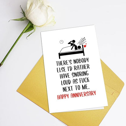 Funny Anniversary Card for Husband Wife, Humorous Snoring Anniversary Card, Cute Anniversary Card for Him Her