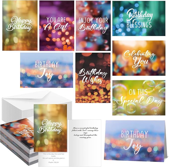 Zhanmai 80 Pack 4 x 6 Inch Religious Christian Birthday Cards Bulk with Scripture Assorted Bible Verse Designs Christian Blessings Birthday Cards with Envelopes (Dreamy Style)