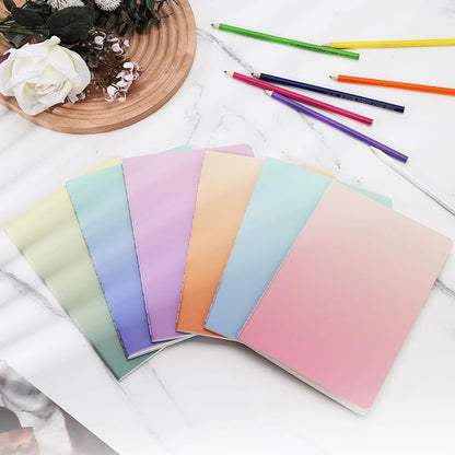 Ddaowanx Notebooks, Journals in Bulk, Blank Paper Sketchbooks, 72 Pages, 36 Sheets, 80GSM, 8.3x5.5 Inch, A5 Size, Travel Writing Notebooks Journal for Office School Supplies (Blank-6pack, Gradient)