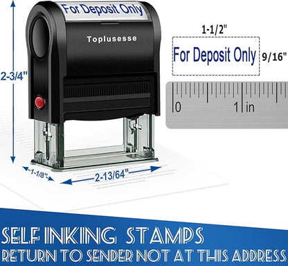 for Deposit Only Stamp Self Inking for Deposit Only Message Bank Stamp Office Supplies- Blue Ink One Line