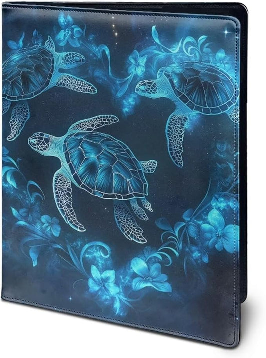 Cozeyat Heart Shape Sea Turtle Padfolio Portfolio Leather Binder for Women, Interview Legal Document Organizer Business Card Holder Letter Sized Writing Pad File Folders