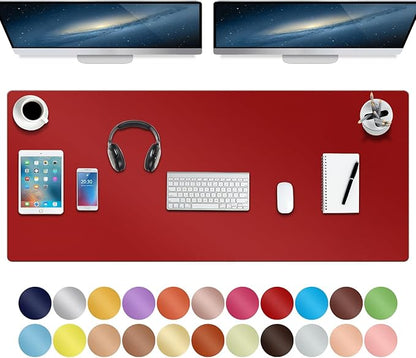 Boutilon Leather Desk Pad 47"x 24" Non-Slip Mouse Pad,Business Desk Pad,Extended Table Protector for Keyboard and Mouse,Desk Writing Pad for Office Home Working Decor (XXXL-Red)