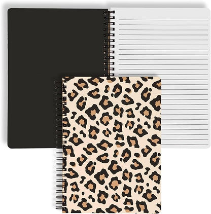 Steel Mill & Co Cute Mini Spiral Notebook, 8.25" x 6.25" Journal with Durable Hardcover and 160 Lined Pages, Leopard