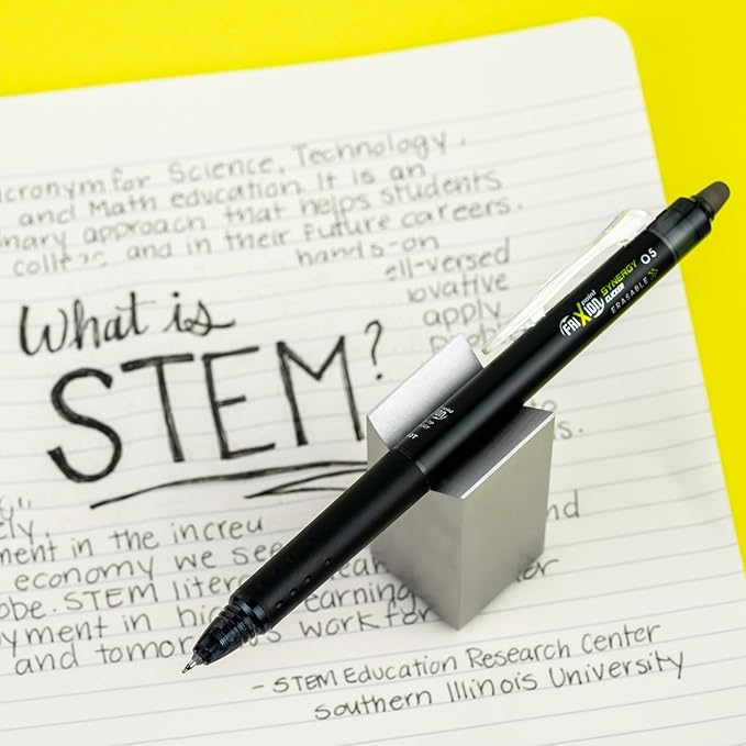 Pilot, FriXion Synergy Clicker Erasable, Refillable, Retractable Gel Ink Pens, Extra Fine Point 0.5 mm, Pack of 3, Black, Blue & Red