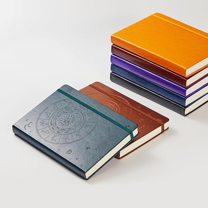 Hardcover Notebook Journal, A5 Lined Daily Journal College Ruled Notebook for Women Men, 320 Pages Thick Writing Journal Notebook for School Work, Dark Green Leather Notebook, 5.7'' X 8.4''