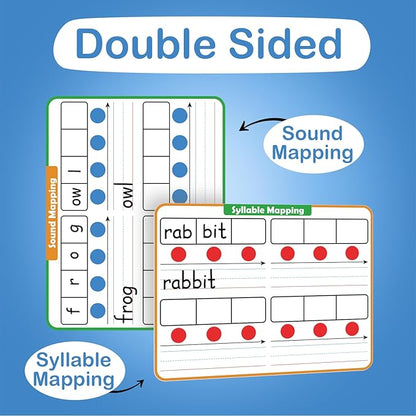 Aizweb 12 Pack Phonemic Awareness Dry Erase Board,9" x 12" Syllable Small Whiteboard,Speech Therapy Material Phonics Games,Science Reading Manipulative,Preschool Kindergarten Classroom Must Have