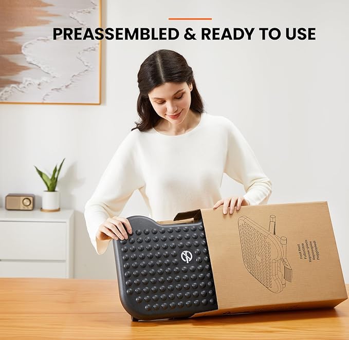 ErGear Under Desk Footrest, Adjustable Foot Rest for Under Desk at Work with 3 Height Settings and 30-Degree Angle, Ergonomic Desk Foot Rest with Massage Texture, Foot and Leg Rest for Home & Office