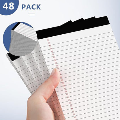 5" x 8" Note Pads 48 Pack of Legal Pads 30 Sheets Notepad College Ruled Small Writing Pads Perforated Pages Paper Pads 80GSM Heavyweight Paper Note Pads for Home, Office, or School