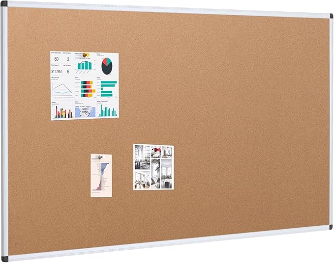 VIZ-PRO Cork Notice Board, 72 X 40 Inches, Silver Aluminium Frame