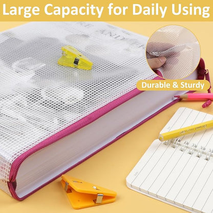 20pcs Mesh Zipper Pouch Bags, Zipper Bags for Office Supplies,12 Colors for Puzzles Board Game Storage, 8 Sizes for Reusable Plastic Zip Organizer for Travel