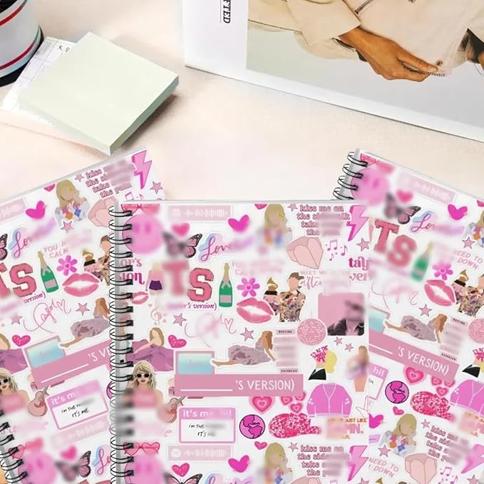 Music Singer Fans A5 Notebooks, Spiral Notebook College Ruled A5, 160 Pages Thick Paper Wire Bound Notebooks for Note Taking School Office Supplies,Pink