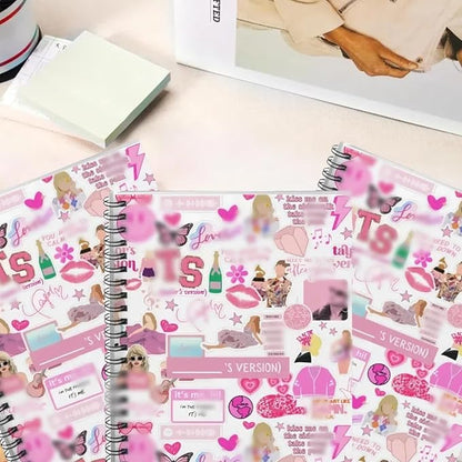 Music Singer Fans A5 Notebooks, Spiral Notebook College Ruled A5, 160 Pages Thick Paper Wire Bound Notebooks for Note Taking School Office Supplies,Pink