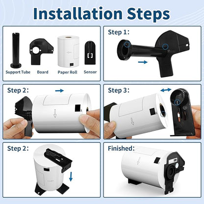 12 Rolls 2160 Labels 4.07"x6.4" Compatible Die-Cut Wide Format Shipping Mailing Postage Address Labels Paper for Brother DK 1247, Tacnology Used with Brother QL Label Printers, 1+ Reusable Cartridge