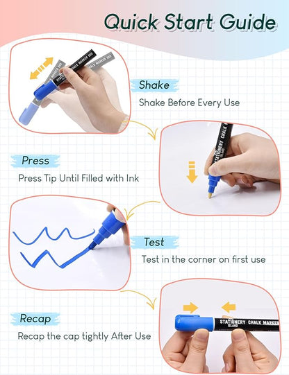 STATIONERY ISLAND Chalk Pens for Blackboard, Liquid Chalk Markers for Chalkboard and Glass, Wipeable Chalk pens for Window Drawing,8 Colours