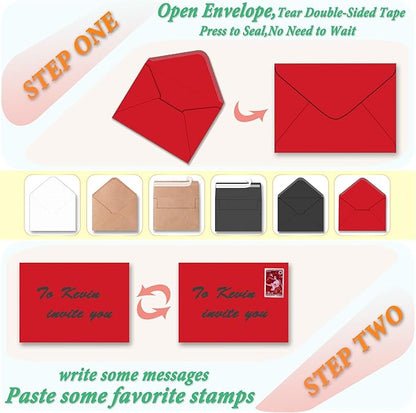 ASSTAONO-A7 Red Envelopes,100 Pack 5x7 Red Envelopes V Flap,Invitation Envelopes for 5x7 Cards,Photos,Wedding,Graduation,Announcements,Baby Shower,5.25 x 7.25 Inches