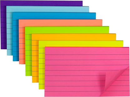 8 Pads Lined Sticky Notes 3x5 in Post, 8 Colors Self Sticky Notes Pad Its, Bright Colorful Rectangle Sticky Notes for Office, Home, School, Meeting, 50 Sheets/pad