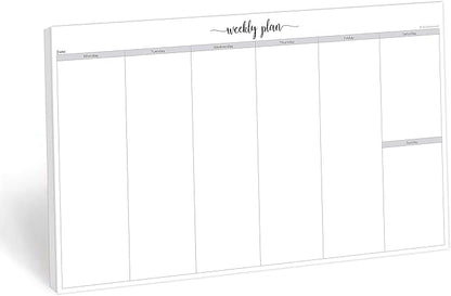 321Done Jumbo Weekly Planning Desktop Notepad - 50 Sheets (11" x 17") - Landscape Days of Week Desk Planner, Extra Large - Made in USA - Simple Script