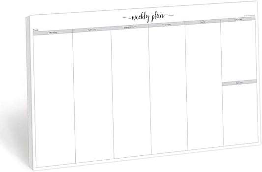 321Done Jumbo Weekly Planning Desktop Notepad - 50 Sheets (11" x 17") - Landscape Days of Week Desk Planner, Extra Large - Made in USA - Simple Script