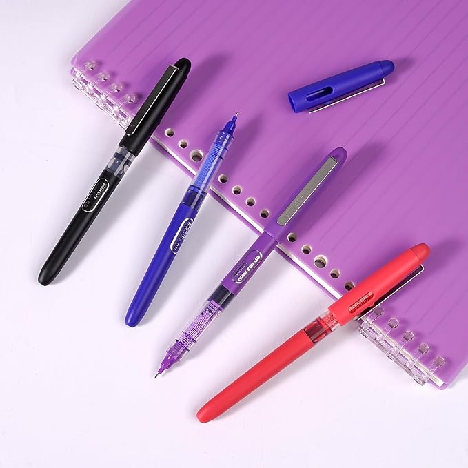 WRITECH Liquid Ink Rollerball Pens: 0.5mm Extra Fine Point Tip Quick Dry Roller Pens 4ct Assorted Colors Ink for Writing, Taking Notes & Sketching Multi Colored