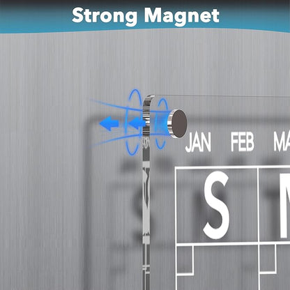 Acrylic Magnetic Dry Erase Board for Fridge, Clear Whiteboard for Refrigerator, Notepad Memo to Do/Grocery List White Board, w/ 8 Colors Markers, 12"x9"