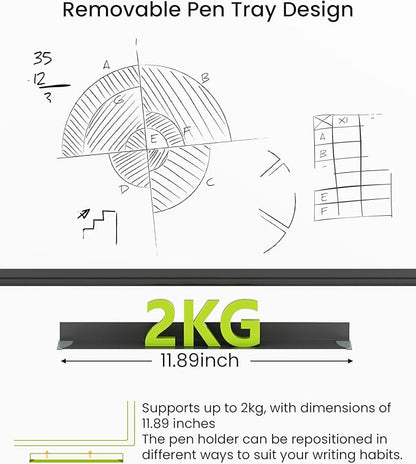 VUSIGN Black Aluminum Magnetic White Board 24" x 18" with Dry-Erase Eraser, Multicolor Markers, Magnetic Pins for Office, Home, School