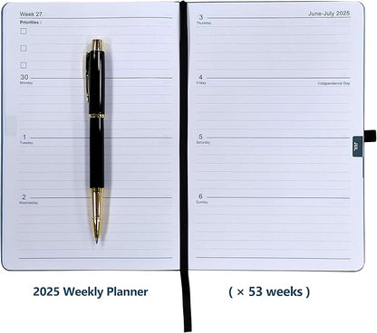 2025 Weekly and Monthly Planner with Pen: Jan 2025-Dec 2025, A5 size 8.5" x 5.75", Hard Cover Agenda Planner with Phone Holder, Card Holder and Pen Holder (Blue)
