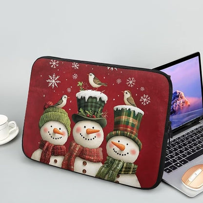 Cute Snowman Laptop Protective Sleeve for Women 10 inch Computer Sleeve Bag Christmas Neoprene Lap Top Case Suitable Gifts for Travel School Office Neatly Organizers Laptop Accessories