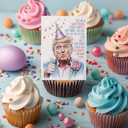 Funny Trump Birthday Card for Women Men - Humorous Donald Trump Gift Ideas for Him Her - Great for 30th, 40th, 50th, 60th Birthday Gifts for Mom Dad Best Friends - Includes 1 Card & 1 Envelope