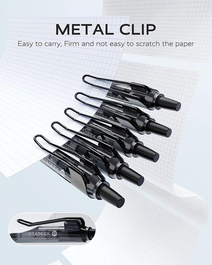 12 Pack Black Gel Pens, Quick Dry Black Ink Pens, 0.5mm Fine Point Retractable Smooth Writing Pens for Journaling, Writing, Business Gel Pen for Office School & Home Supplies(Black)