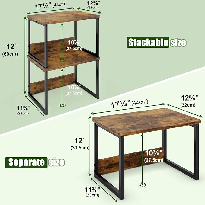 MARTY Desktop Printer Stand 2 Pack Printer Stand with Storage for Desk, Printer Shelf Desk Organzier for Home/Office Printer Riser Under Desk Small Table for Printer Fax Machine Scanner(Rustic Brown)