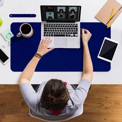 ‎Boutilon Leather Desk Pad 35"x 17" Non-Slip Mouse Pad,Office Desk Mat,Waterprooft PU Leather Desk Blotter,Desk Pad Protector,Desk Writing Pad for Home Office Decor (L-Navy,35"x 17")