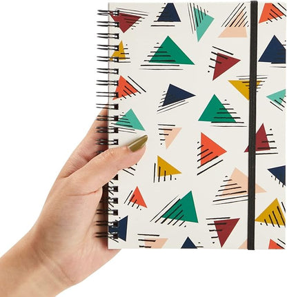 Paper Junkie 6 Pack 5x7 Spiral Notebooks with Pocket - Small Lined Journals with Elastic Closure for School, Work (6 Designs)